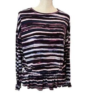 WILLOW DRIVE Brush Stroke Stripe Jersey Top - Small